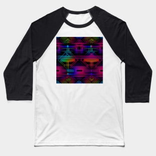 Neon Trippy EDM Festival Rave Pattern Baseball T-Shirt